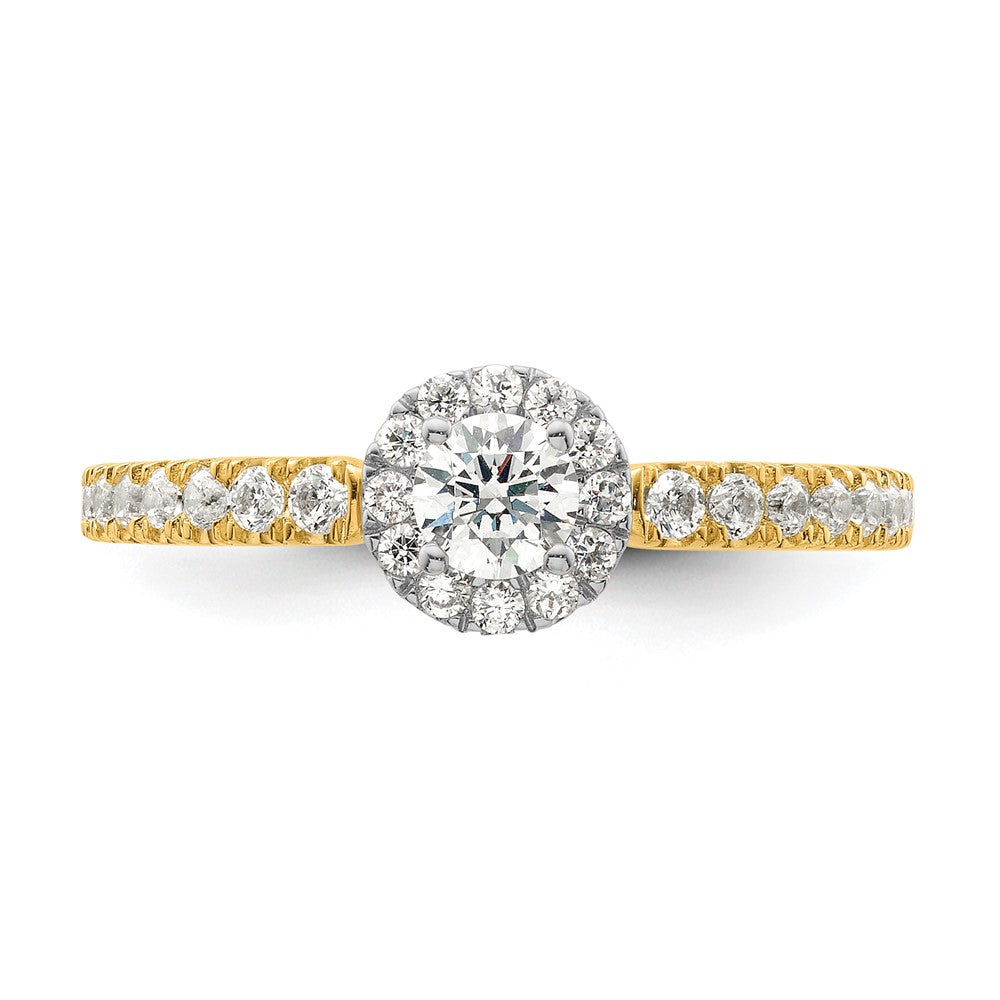 14K Bicolor "Two Promises" Petite-Halo-Verlobungsring mit 0,625 ct. im Labor gezüchteten Diamanten, VS/SI+ G+
