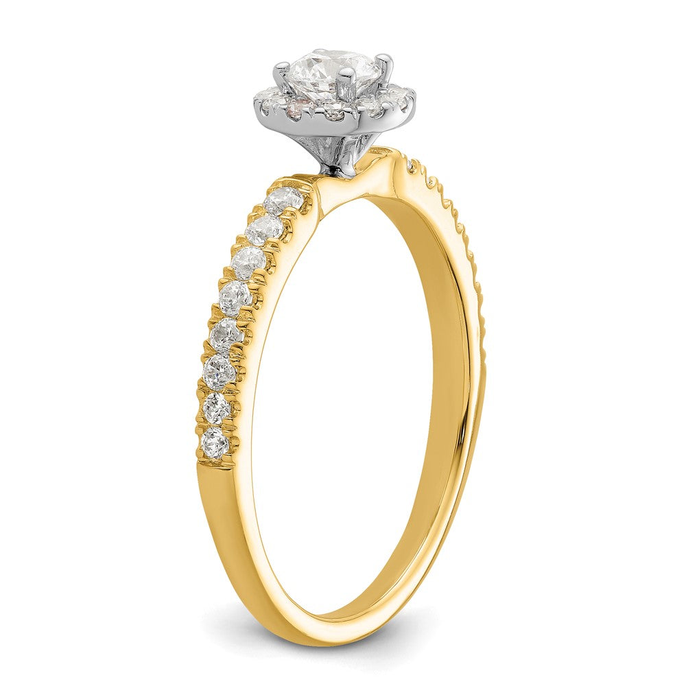 14K Bicolor "Two Promises" Petite-Halo-Verlobungsring mit 0,625 ct. im Labor gezüchteten Diamanten, VS/SI+ G+