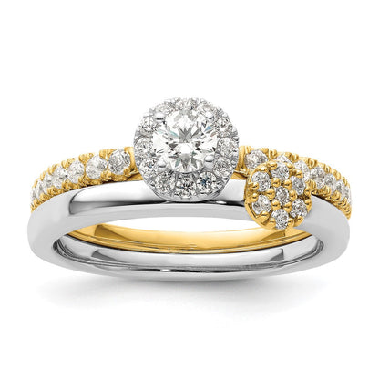 14K Bicolor "Two Promises" Petite-Halo-Verlobungsring mit 0,625 ct. im Labor gezüchteten Diamanten, VS/SI+ G+