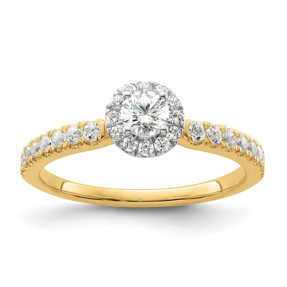 14K Bicolor "Two Promises" Petite-Halo-Verlobungsring mit 0,625 ct. im Labor gezüchteten Diamanten, VS/SI+ G+