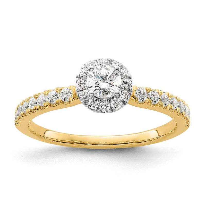 14K Bicolor "Two Promises" Petite-Halo-Verlobungsring mit 0,625 ct. im Labor gezüchteten Diamanten, VS/SI+ G+