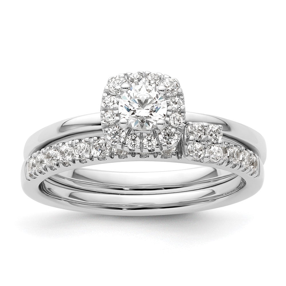 Two Promises 14K Weißgold 0,375 ct. Labor Gezüchteter Diamant VS/SI+ G+ Kompletter Petite Halo Verlobungsring