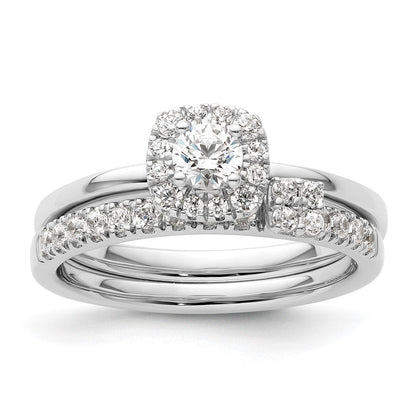 Two Promises 14K Weißgold 0,375 ct. Labor Gezüchteter Diamant VS/SI+ G+ Kompletter Petite Halo Verlobungsring