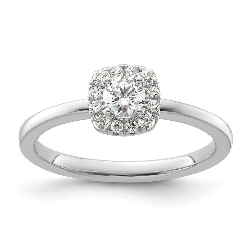Two Promises 14K Weißgold 0,375 ct. Labor Gezüchteter Diamant VS/SI+ G+ Kompletter Petite Halo Verlobungsring