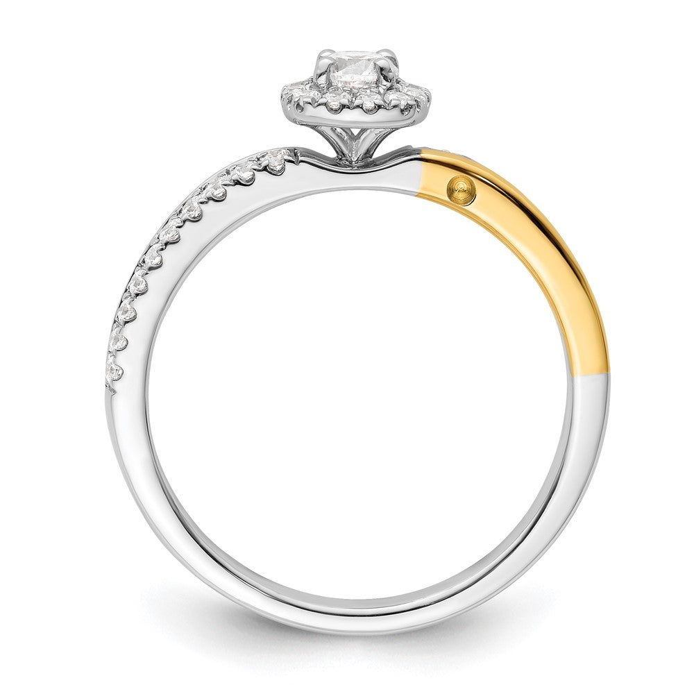 14K Bicolor Verlobungsring mit Halo, Labor-Diamanten VS/SI+ G+, „Two Promises“