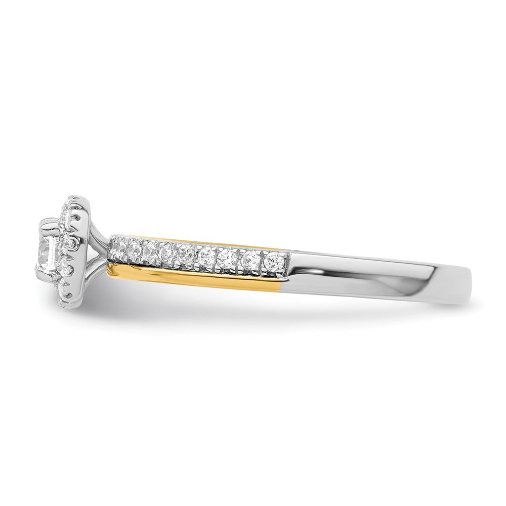 14K Bicolor Verlobungsring mit Halo, Labor-Diamanten VS/SI+ G+, „Two Promises“