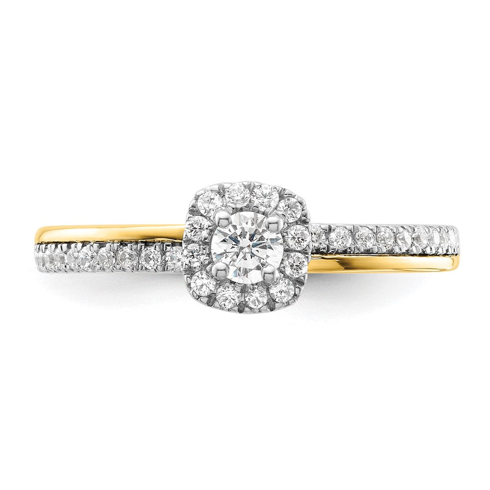 14K Bicolor Verlobungsring mit Halo, Labor-Diamanten VS/SI+ G+, „Two Promises“
