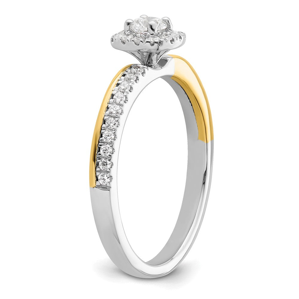 14K Bicolor Verlobungsring mit Halo, Labor-Diamanten VS/SI+ G+, „Two Promises“