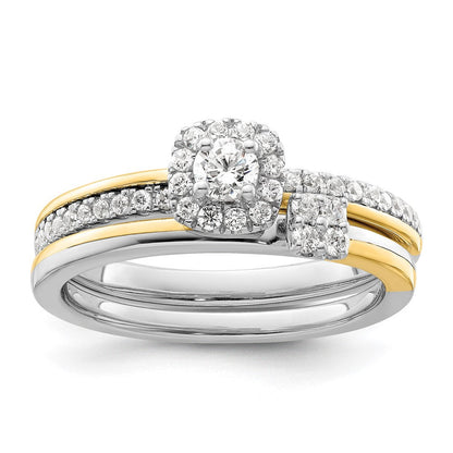 14K Bicolor Verlobungsring mit Halo, Labor-Diamanten VS/SI+ G+, „Two Promises“