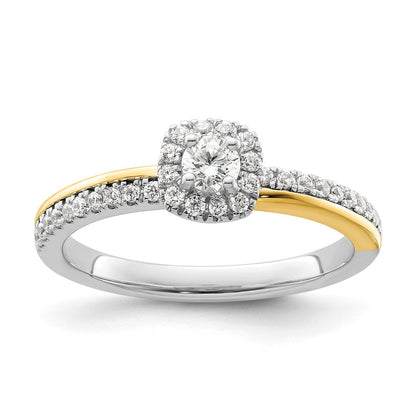 14K Bicolor Verlobungsring mit Halo, Labor-Diamanten VS/SI+ G+, „Two Promises“