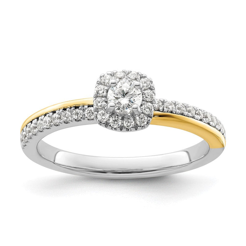14K Bicolor Verlobungsring mit Halo, Labor-Diamanten VS/SI+ G+, „Two Promises“