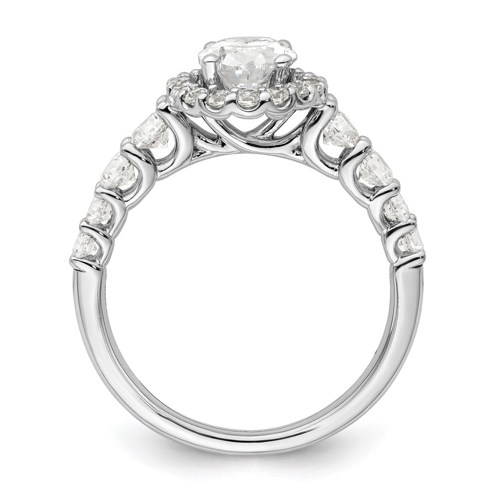 14K Weißgold Verlobungsring mit im Labor gezüchtetem 0,875 ct. Diamant VS/SI+ G+, 1 ct. ovalem Center-Stein, Semi-Mount-Fassung
