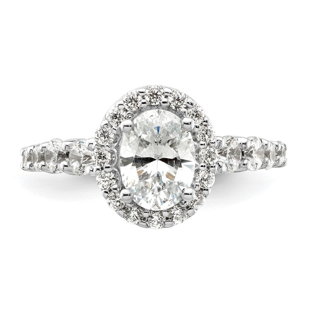 14K Weißgold Verlobungsring mit im Labor gezüchtetem 0,875 ct. Diamant VS/SI+ G+, 1 ct. ovalem Center-Stein, Semi-Mount-Fassung