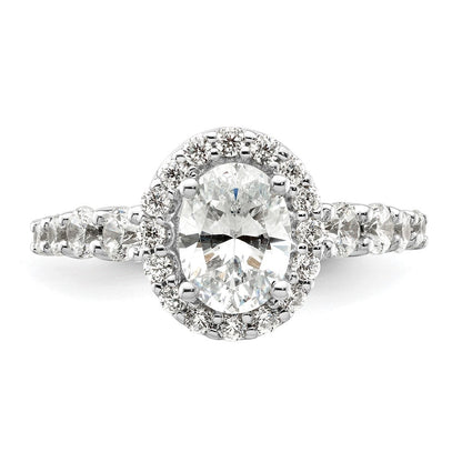 14K Weißgold Verlobungsring mit im Labor gezüchtetem 0,875 ct. Diamant VS/SI+ G+, 1 ct. ovalem Center-Stein, Semi-Mount-Fassung