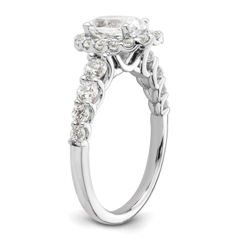 14K Weißgold Verlobungsring mit im Labor gezüchtetem 0,875 ct. Diamant VS/SI+ G+, 1 ct. ovalem Center-Stein, Semi-Mount-Fassung