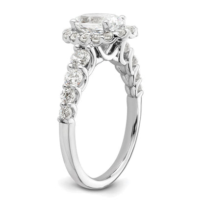 14K Weißgold Verlobungsring mit im Labor gezüchtetem 0,875 ct. Diamant VS/SI+ G+, 1 ct. ovalem Center-Stein, Semi-Mount-Fassung