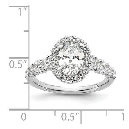 14K Weißgold Verlobungsring mit im Labor gezüchtetem 0,875 ct. Diamant VS/SI+ G+, 1 ct. ovalem Center-Stein, Semi-Mount-Fassung