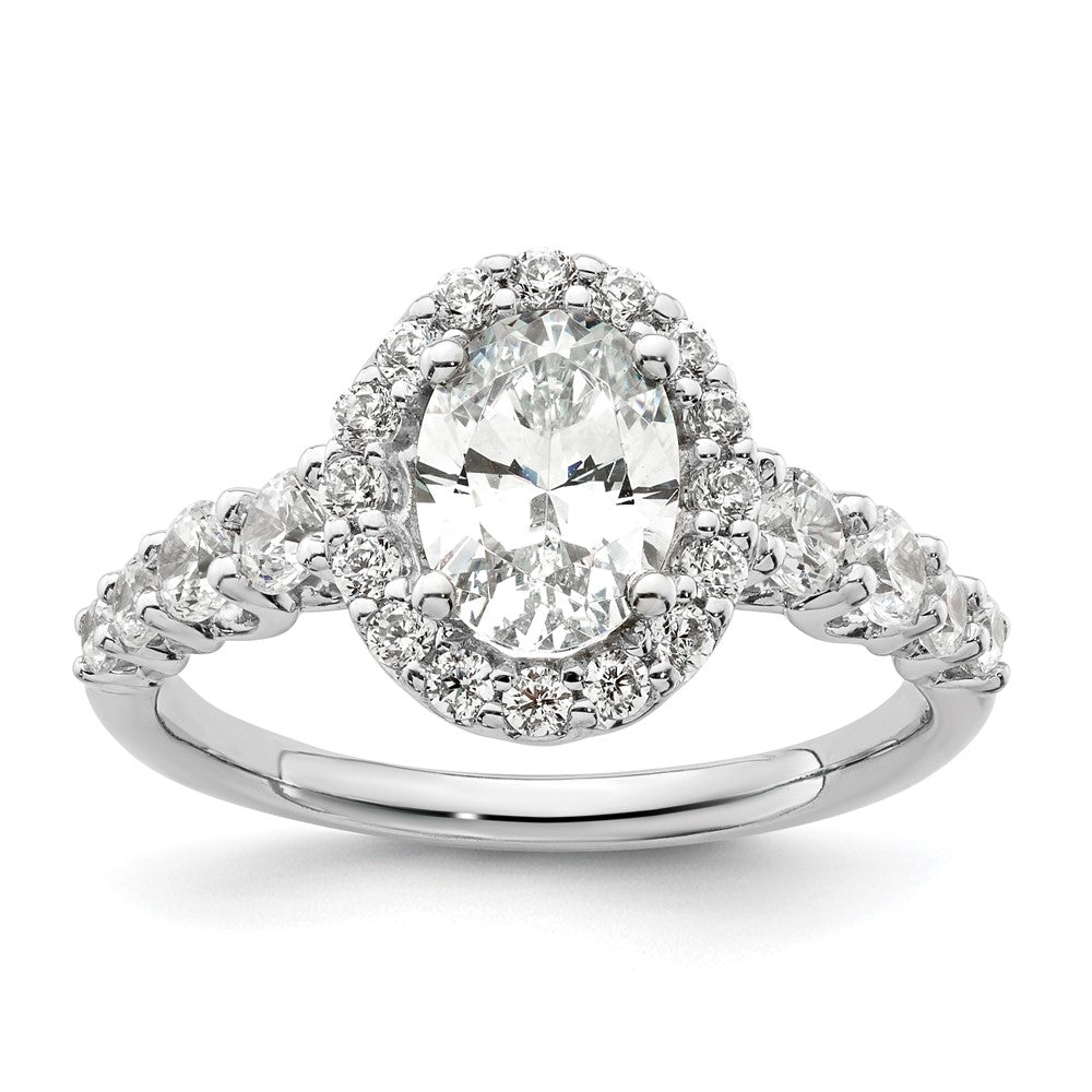 14K Weißgold Verlobungsring mit im Labor gezüchtetem 0,875 ct. Diamant VS/SI+ G+, 1 ct. ovalem Center-Stein, Semi-Mount-Fassung