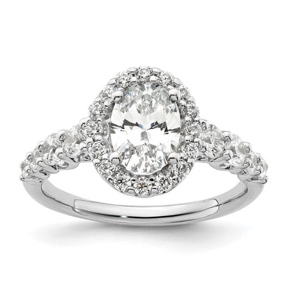14K Weißgold Verlobungsring mit im Labor gezüchtetem 0,875 ct. Diamant VS/SI+ G+, 1 ct. ovalem Center-Stein, Semi-Mount-Fassung