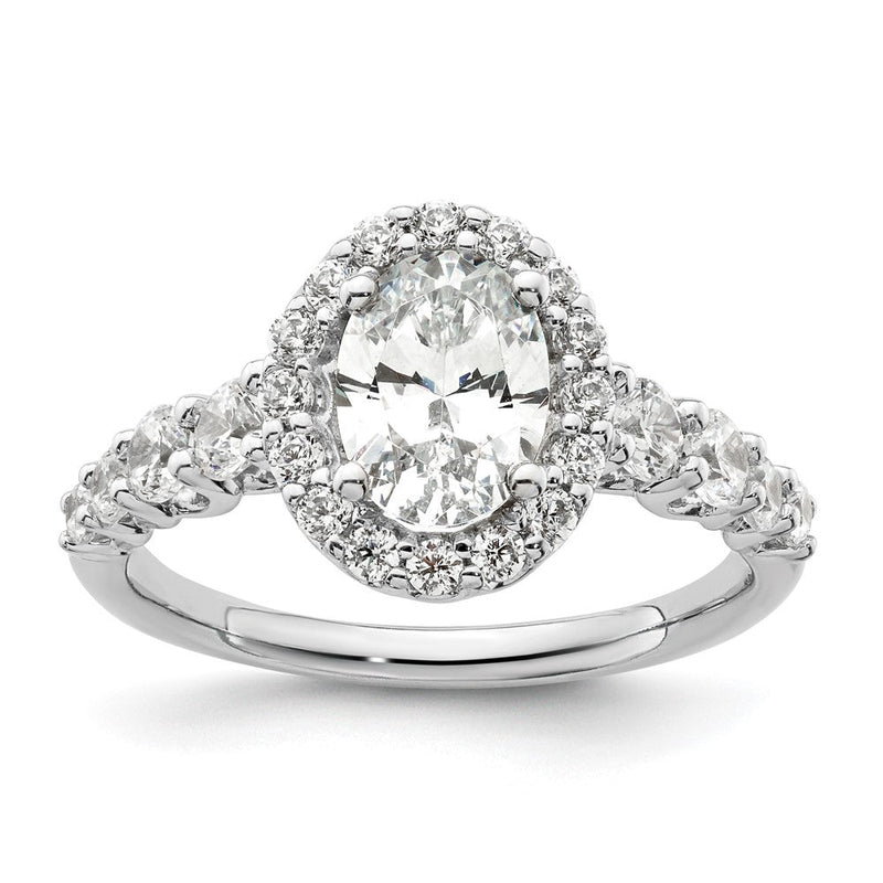 14K Weißgold Verlobungsring mit im Labor gezüchtetem 0,875 ct. Diamant VS/SI+ G+, 1 ct. ovalem Center-Stein, Semi-Mount-Fassung
