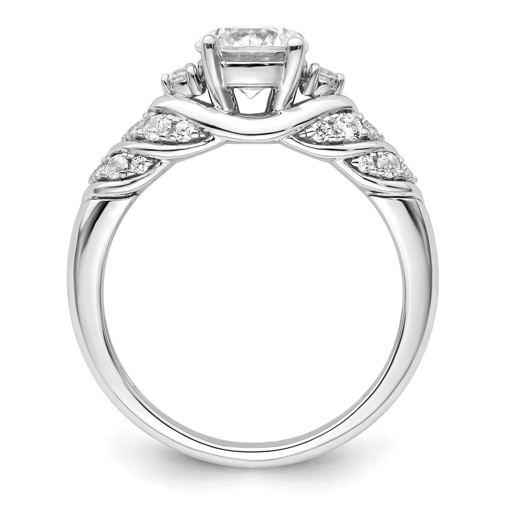 14K Weißgold 0,33 ct. Labor gezüchteter Diamant VS/SI+ G+ 1 ct. Center Rund Shared-Prong-Verlobungsring