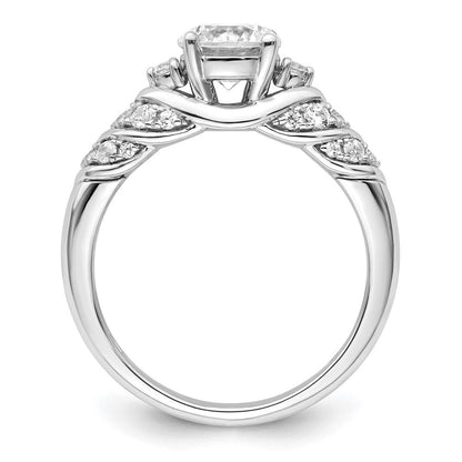 14K Weißgold 0,33 ct. Labor gezüchteter Diamant VS/SI+ G+ 1 ct. Center Rund Shared-Prong-Verlobungsring