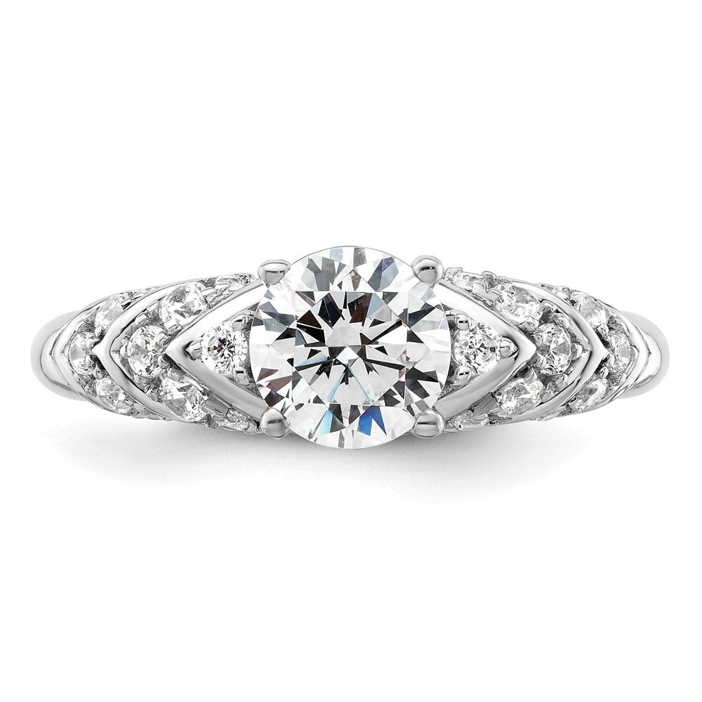 14K Weißgold 0,33 ct. Labor gezüchteter Diamant VS/SI+ G+ 1 ct. Center Rund Shared-Prong-Verlobungsring