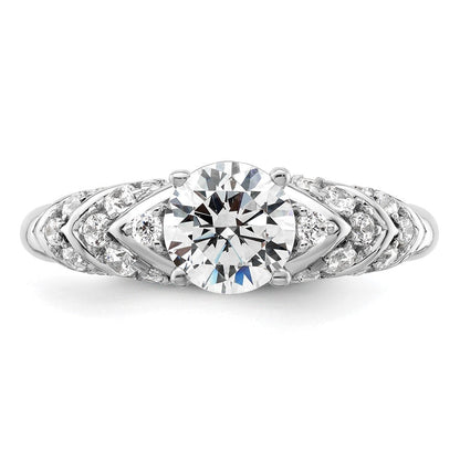 14K Weißgold 0,33 ct. Labor gezüchteter Diamant VS/SI+ G+ 1 ct. Center Rund Shared-Prong-Verlobungsring