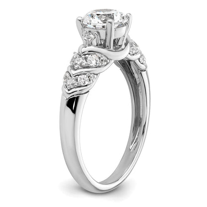 14K Weißgold 0,33 ct. Labor gezüchteter Diamant VS/SI+ G+ 1 ct. Center Rund Shared-Prong-Verlobungsring