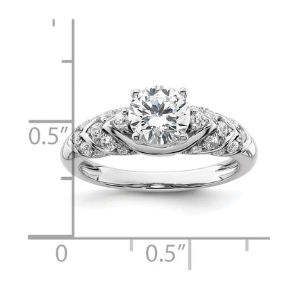 14K Weißgold 0,33 ct. Labor gezüchteter Diamant VS/SI+ G+ 1 ct. Center Rund Shared-Prong-Verlobungsring