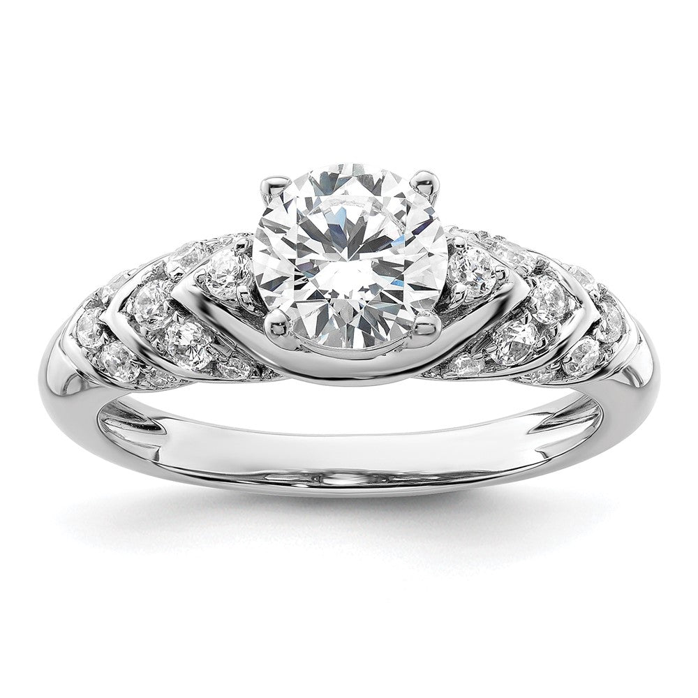 14K Weißgold 0,33 ct. Labor gezüchteter Diamant VS/SI+ G+ 1 ct. Center Rund Shared-Prong-Verlobungsring