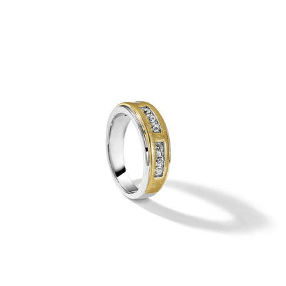 14K Bicolor Ring für Herren mit Labordiamanten VS/SI+ G+