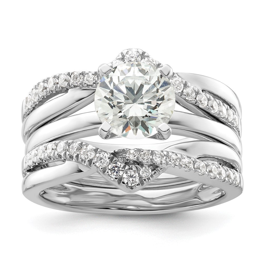 14K Weißgold 3/8 Karat Im Labor Gezüchtet Diamant Vs/si+ G+ Komplett Gedreht Ring Guard
