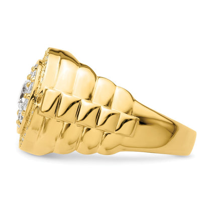 10K Gelbgold 1,2 ct. Laborgezüchteter Diamant VS/SI+ G+ Herren-Cluster-Ring