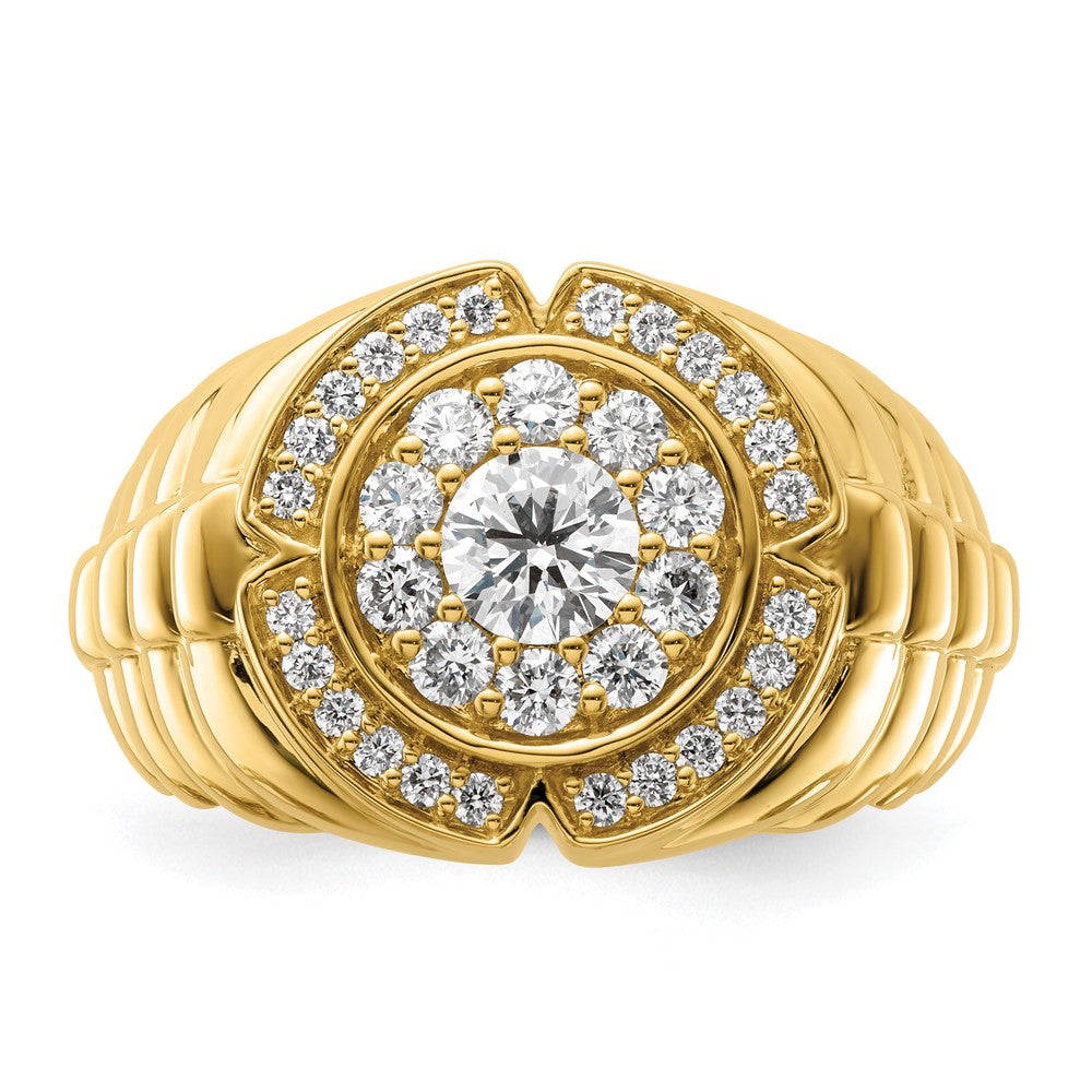 10K Gelbgold 1,2 ct. Laborgezüchteter Diamant VS/SI+ G+ Herren-Cluster-Ring