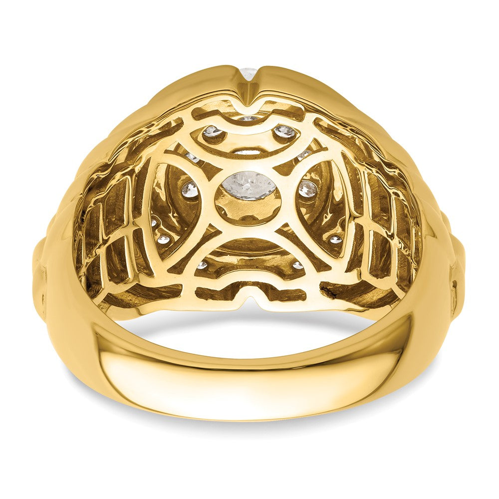 10K Gelbgold 1,2 ct. Laborgezüchteter Diamant VS/SI+ G+ Herren-Cluster-Ring