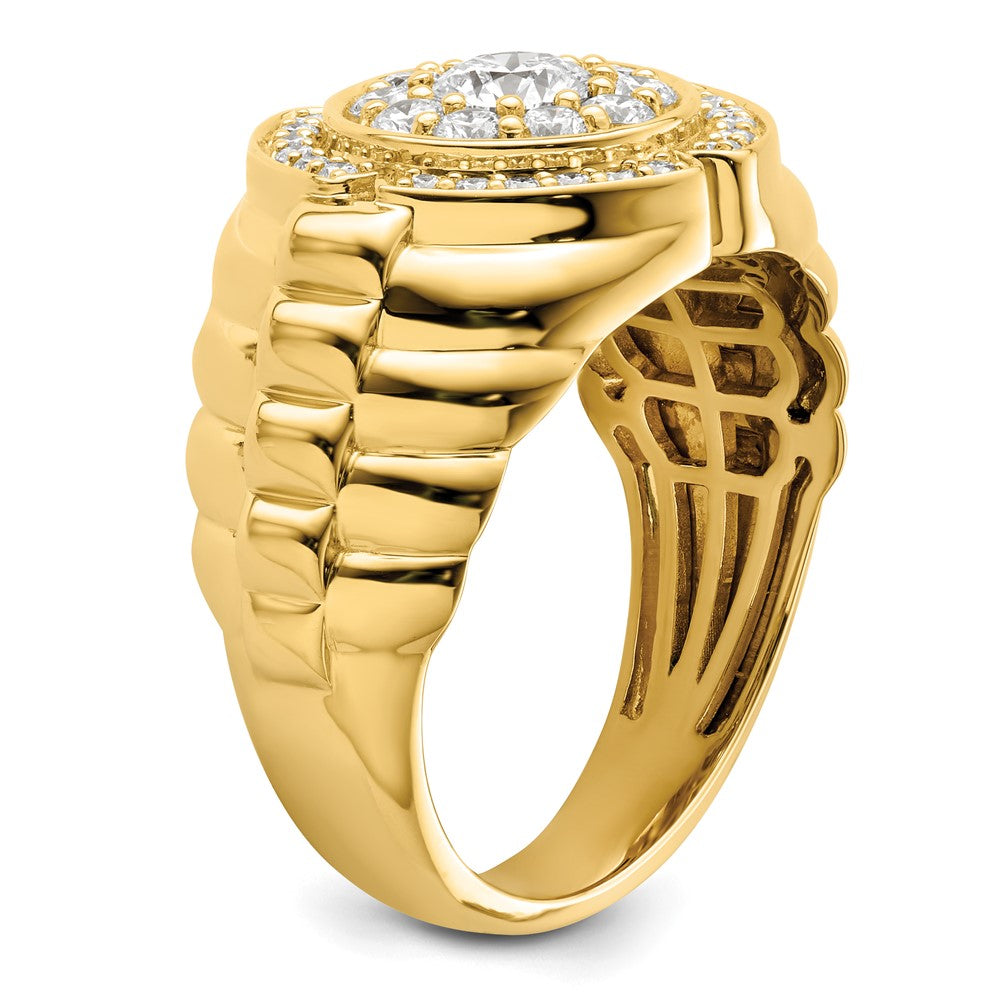 10K Gelbgold 1,2 ct. Laborgezüchteter Diamant VS/SI+ G+ Herren-Cluster-Ring