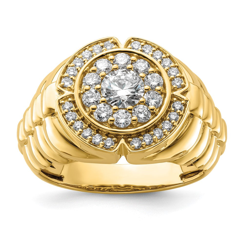 10K Gelbgold 1,2 ct. Laborgezüchteter Diamant VS/SI+ G+ Herren-Cluster-Ring