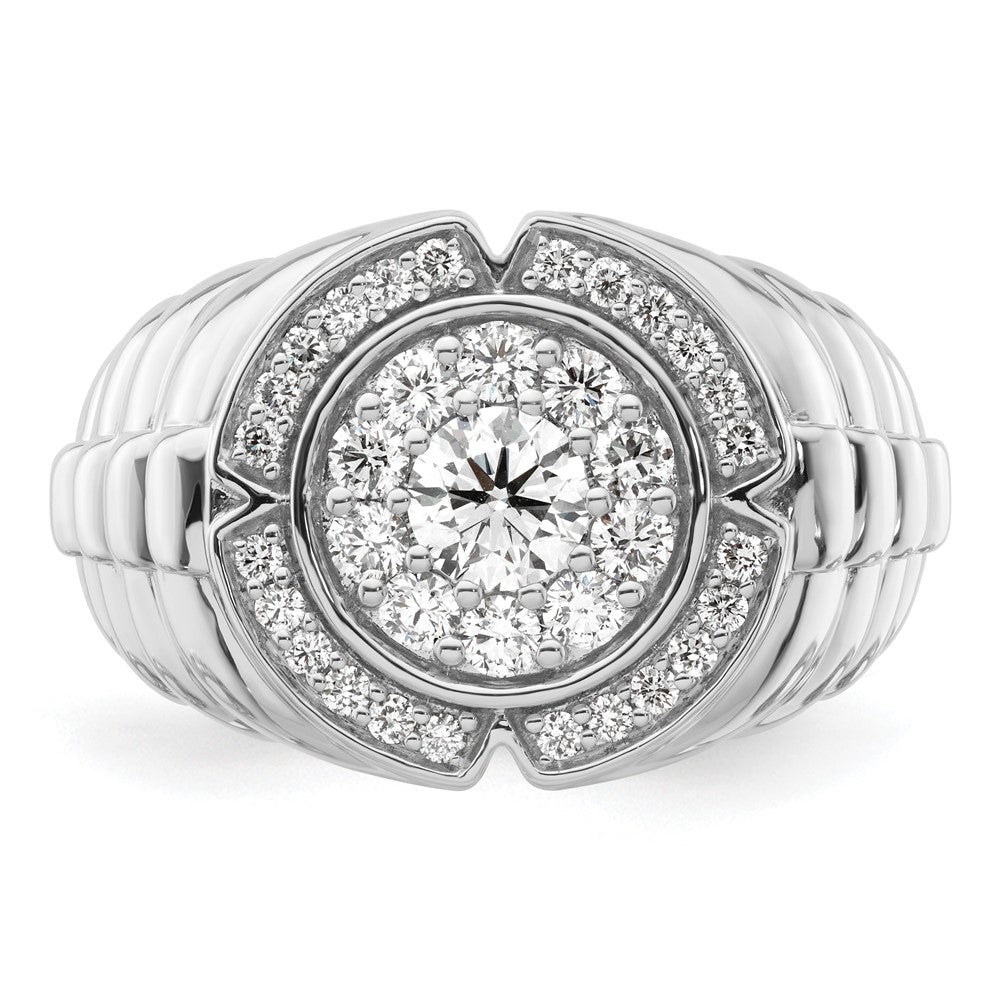 10K-Weißgold-Ring mit 1,2 ct. Laborgezüchteten Diamanten VS/SI+ G+, Cluster-Fassung, für Herren