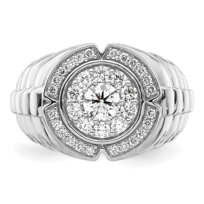 10K-Weißgold-Ring mit 1,2 ct. Laborgezüchteten Diamanten VS/SI+ G+, Cluster-Fassung, für Herren