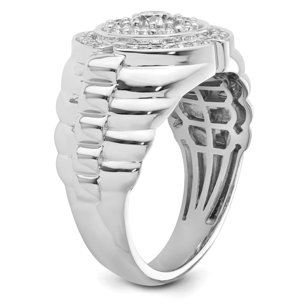 10K-Weißgold-Ring mit 1,2 ct. Laborgezüchteten Diamanten VS/SI+ G+, Cluster-Fassung, für Herren