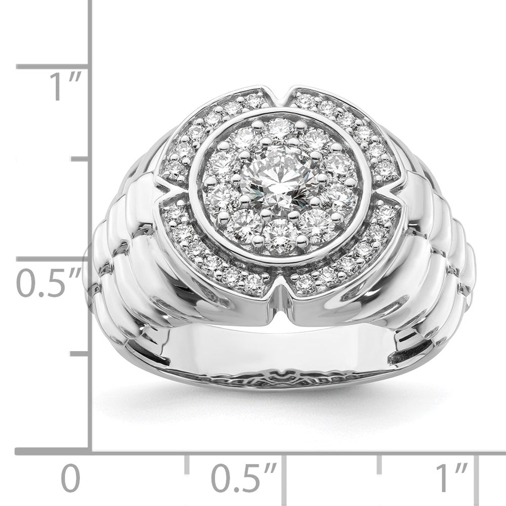10K-Weißgold-Ring mit 1,2 ct. Laborgezüchteten Diamanten VS/SI+ G+, Cluster-Fassung, für Herren