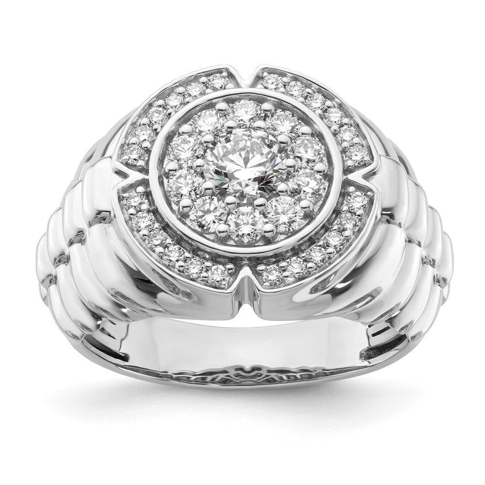10K-Weißgold-Ring mit 1,2 ct. Laborgezüchteten Diamanten VS/SI+ G+, Cluster-Fassung, für Herren