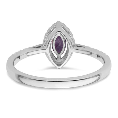 14K Weißgold Ring mit 0,2 ct. im Labor gezüchteten Diamanten VS/SI+ G+ und Amethyst, Geburtsstein Februar