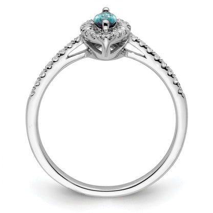14K Weißgold Ring mit 0,2 ct. im Labor gezüchteten Diamanten VS/SI+ G+ und im Labor gezüchtetem Alexandrit, Juni-Geburtsstein