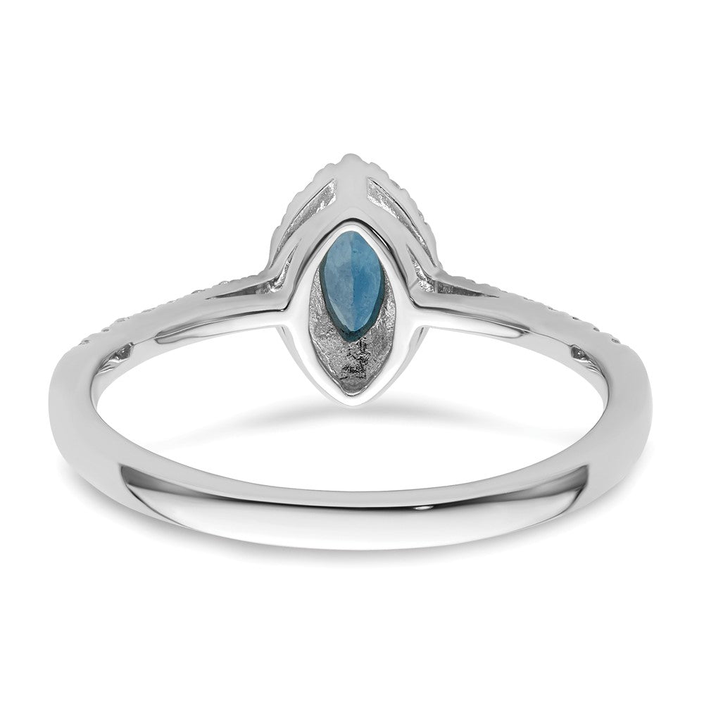 14K Weißgold Ring mit 0,2 ct. im Labor gezüchteten Diamanten (VS/SI+, G+) und Blautopas, Dezember-Geburtsstein