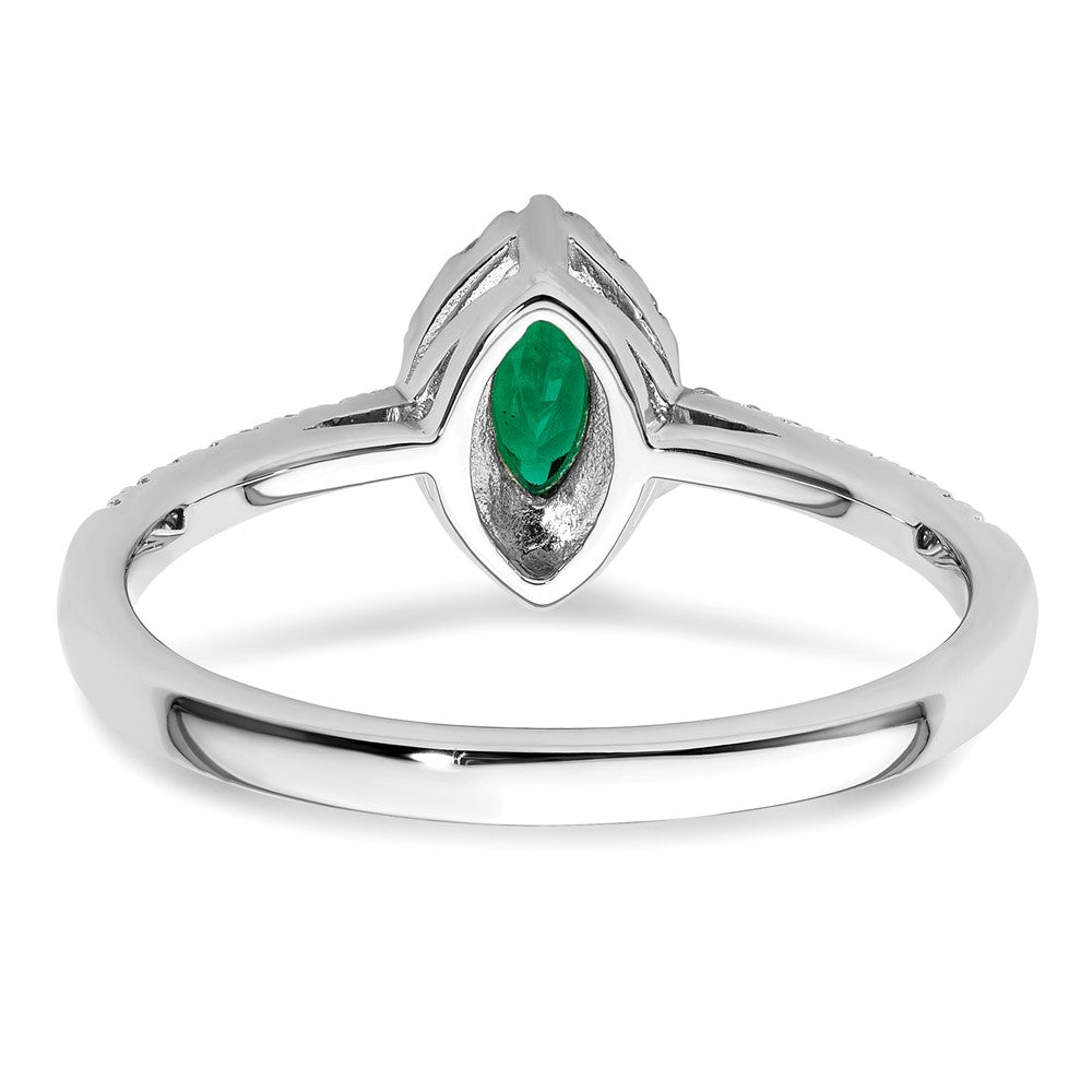 14K Weißgold Ring mit 0,2 ct. Diamant aus Laborzucht VS/SI+ G+ und Smaragd aus Laborzucht, Mai-Geburtsstein