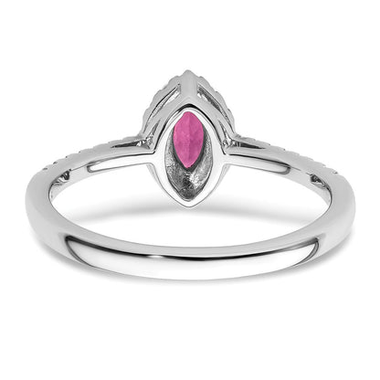 14K Weißgold Ring mit 0,2 ct. im Labor gezüchteten Diamanten VS/SI+ G+ und im Labor gezüchteten pinken Saphiren, Oktober-Geburtsstein