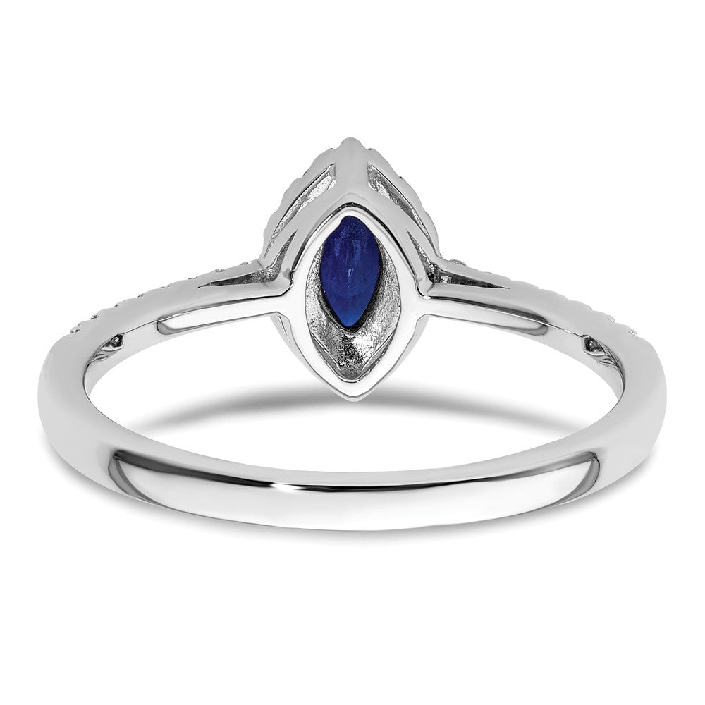 14K Weißgold Ring mit 0,2 ct. im Labor gezüchteten Diamanten VS/SI+ G+ und im Labor gezüchteten blauen Saphiren, Geburtsstein September
