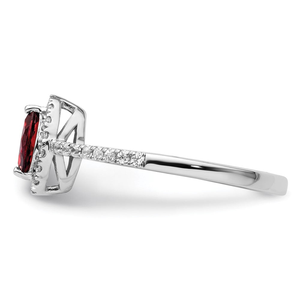 14K Weißgold Ring mit 0,2 ct. im Labor gezüchteten Diamanten VS/SI+ G+ und Granat, Januar-Geburtsstein